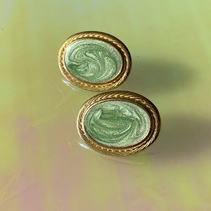 Vintage Green/Gold stud earrings
